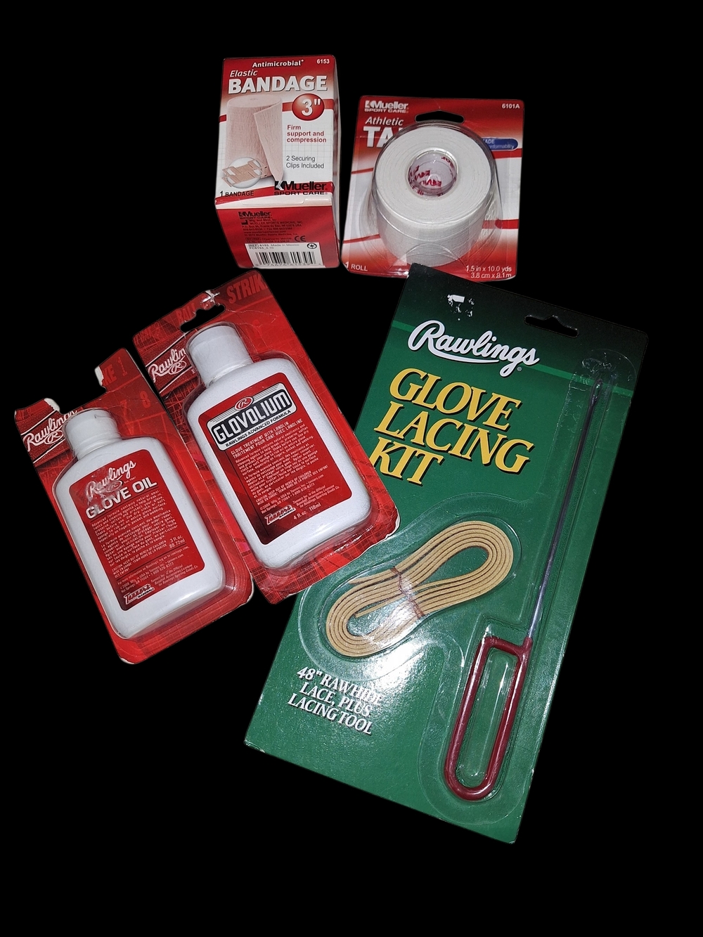 Rawlings Glove Lacing Kit with 2 Glove Oil, Athletic Tape & Bandage